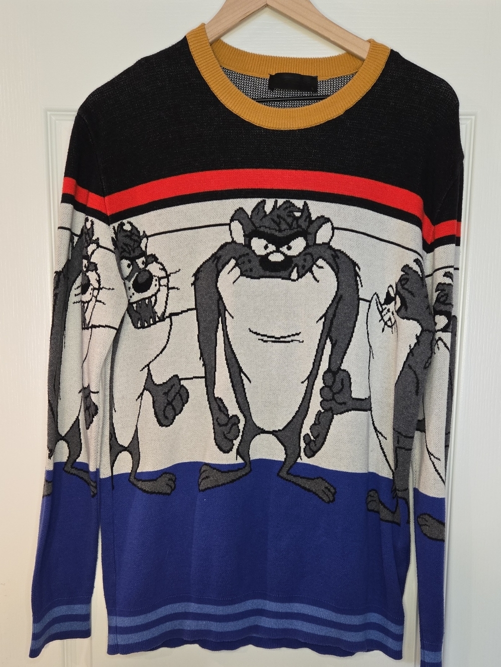 2Y Studios Men's Taz Graphic Crewneck Sweater - Black, White & Blue
